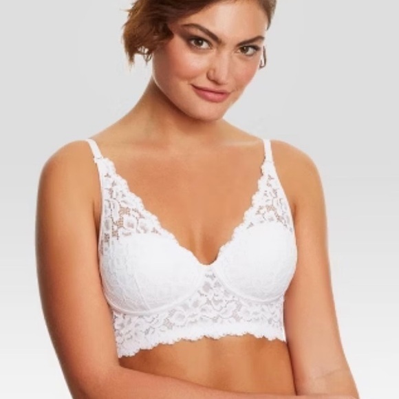 NWT Maidenform White Lace Wireless Bra with Adjustable Straps 36C - Picture 1 of 8